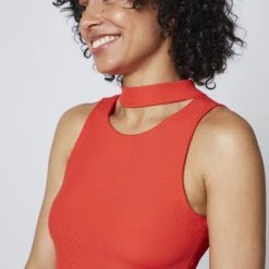Body ISA Rouge Côtelé – Collier Textile et Brassière Intégrée – Body String de Fête -ROUGEGORGE 77021200 Z