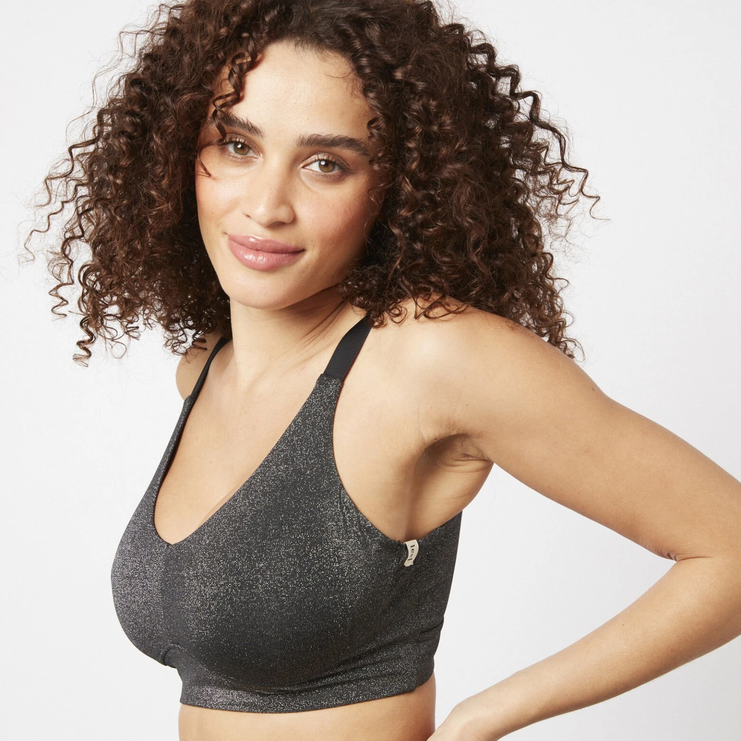 Brassière GLOW Leel Underwear – Maille Pailletée Noire sans Armatures 2 Brassière GLOW Leel Underwear – Maille Pailletée Noire sans Armatures – Image 2