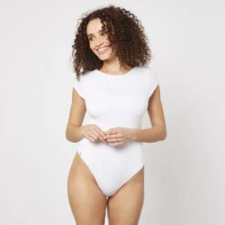 BODY MANCHES COURTES BLANC